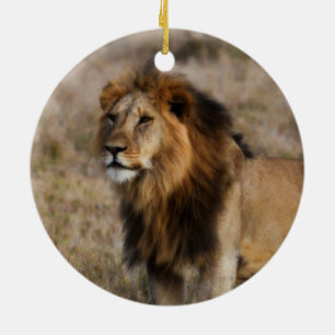 Afrikanischer Löwe im Gras Keramik Ornament