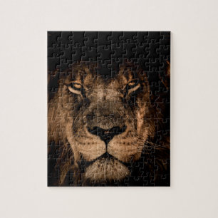 Afrikanischer Löwenmane nahe Augen Puzzle