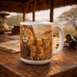 Afrikanischer Löwenstolz   Majestätische Wildtiers Kaffeetasse