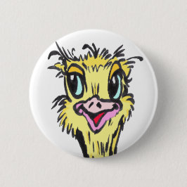 Afrikanischer lustiger Ostrich-Cartoon-Knopf Button