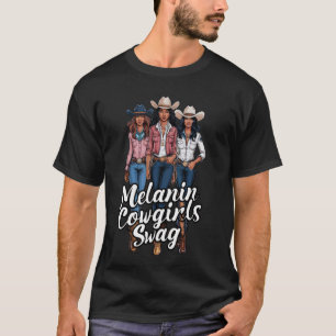Afrikanischer Melanin-Cowgirl-Swagger Schwarze Cow T-Shirt