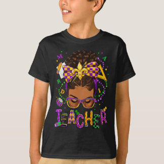Afrikanischer Messy Bun Mardi Gras New Orleans T-Shirt