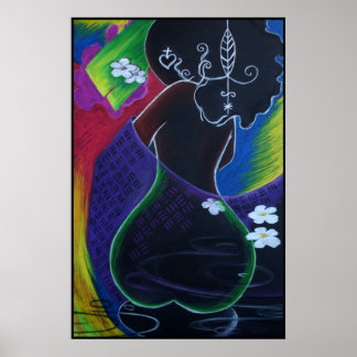 Afrikanischer Mond im digitalen Wasser Poster