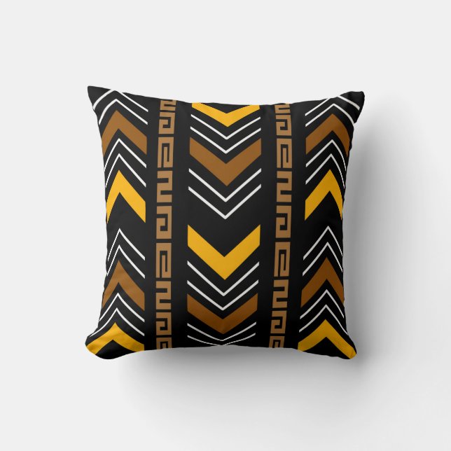 Afrikanischer Mudcloth-Bogolan-Stoffdesign-Wurfpfe Kissen (Vorderseite)