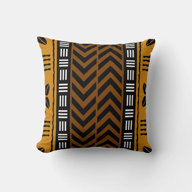 Afrikanischer Mudcloth-Bogolan-Stoffdesign-Wurfpfe Kissen (Vorderseite)