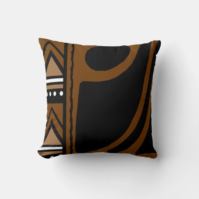Afrikanischer Mudcloth-Bogolan-Stoffdesign-Wurfpfe Kissen (Vorderseite)