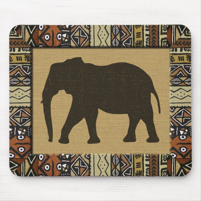 Afrikanischer Mudcloth und Elephant Mousepad (Vorne)