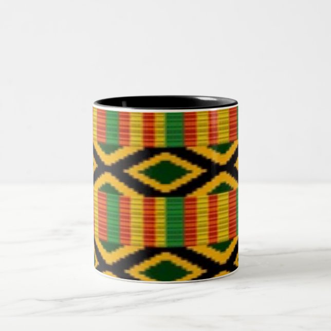 Afrikanischer multi Farbmuster-Druck-Entwurf Zweifarbige Tasse (Mittel)