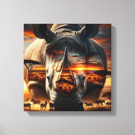 Afrikanischer Nashorn-Buschveld-Sonnenuntergang Le Leinwanddruck