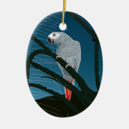 Afrikanischer Papagei auf Weihnachtsbaumschmuck Keramik Ornament