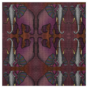 Afrikanischer Patchwork-Elefant (Pflaume, Orange,  Stoff