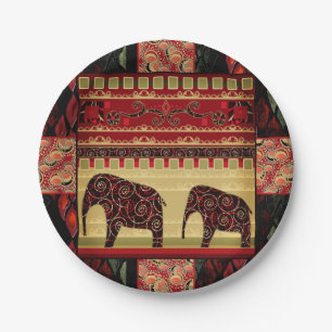 Afrikanischer Patchwork-Ziereleph Pappteller