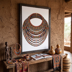 Afrikanischer Perlenkragen-Halsreif tribal Poster