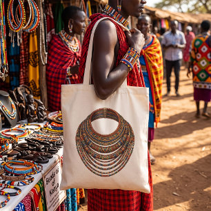 Afrikanischer Perlenkragen-Halsreif tribal Tragetasche