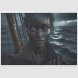 Afrikanischer Pirat auf einer Dekoupage des wilden Seidenpapier