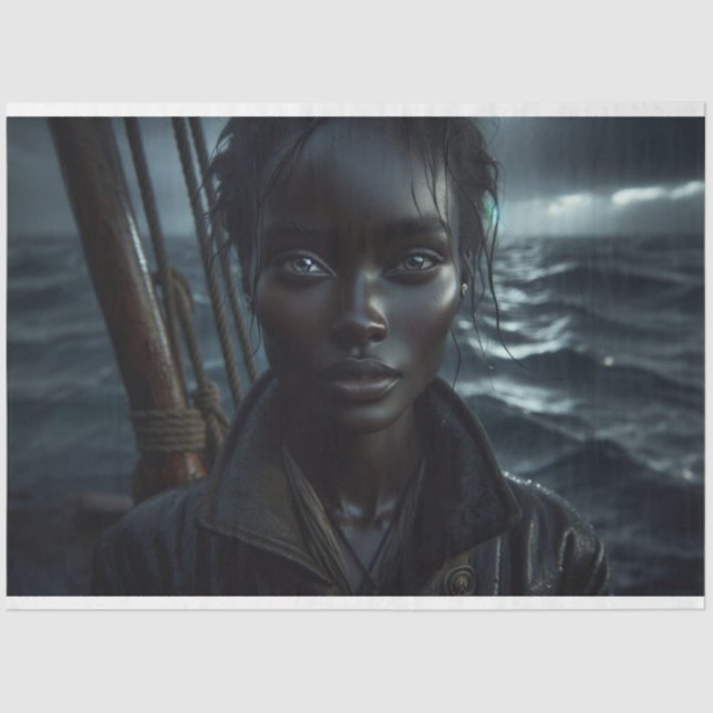 Afrikanischer Pirat auf einer Dekoupage des wilden Seidenpapier (Vorderseite)