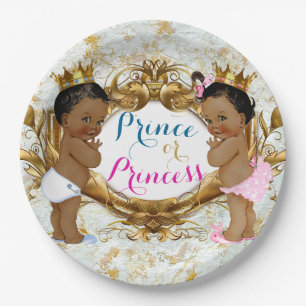 Afrikanischer Prinz oder Prinzessin Gender Reveal Pappteller