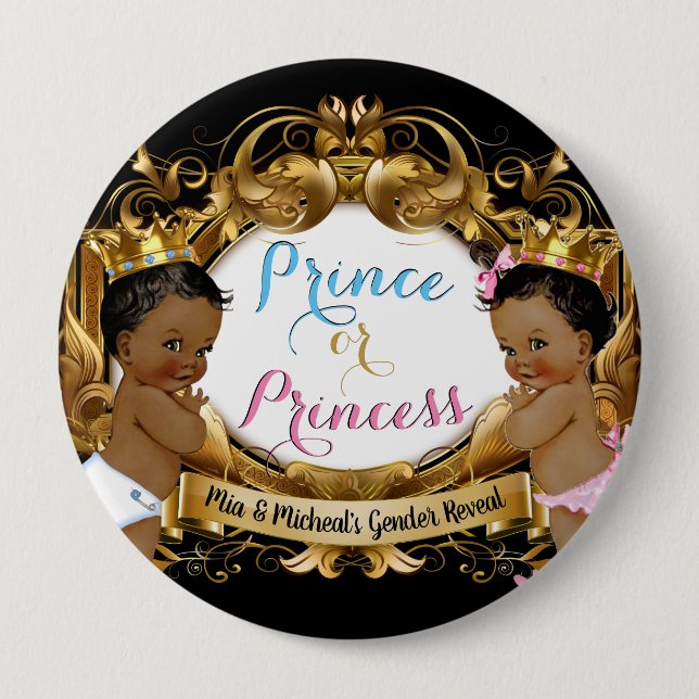 Afrikanischer Prinz oder Prinzessin Royal Gender R Button (Vorderseite)