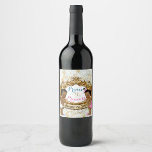 Afrikanischer Prinz/Prinzessin Gender Reveal Wine Weinetikett