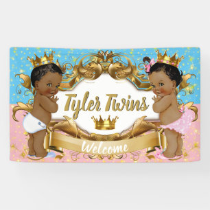 Afrikanischer Prinz/Prinzessin Pink/Blau-u. Banner