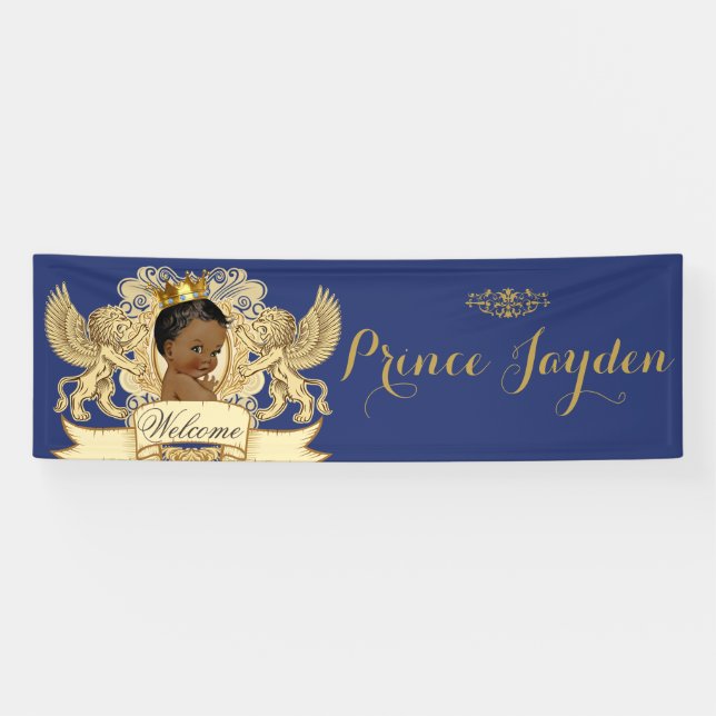 Afrikanischer Prinz Royal Blue|Gold Elegant Banner (Horizontal)