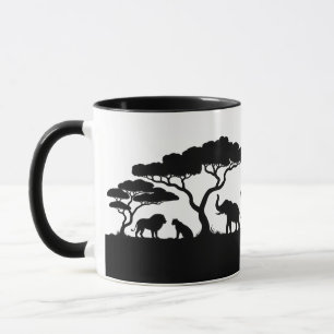 Afrikanischer Safari-Wildlife-Silhouette-Kaffeebec Tasse
