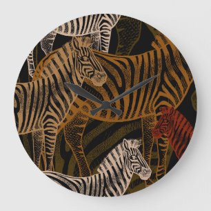 Afrikanischer Safari: Zebrastreifen Vintage-Design Große Wanduhr