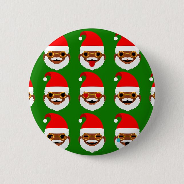 Afrikanischer Santa Emoji Emoticons Button (Vorderseite)