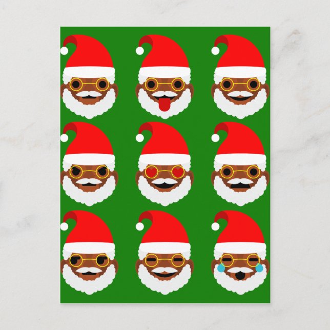 Afrikanischer Santa Emoji Emoticons Feiertagspostkarte (Vorderseite)