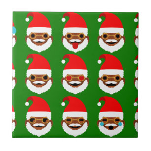 Afrikanischer Santa Emoji Emoticons Fliese