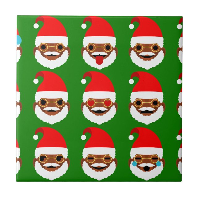 Afrikanischer Santa Emoji Emoticons Fliese (Vorderseite)