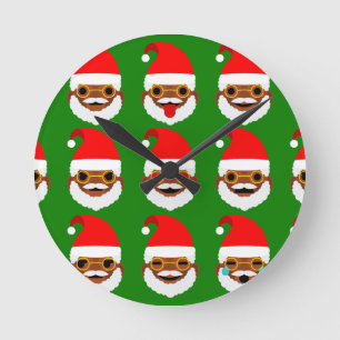 afrikanischer Santa Emoji Emoticons Runde Wanduhr