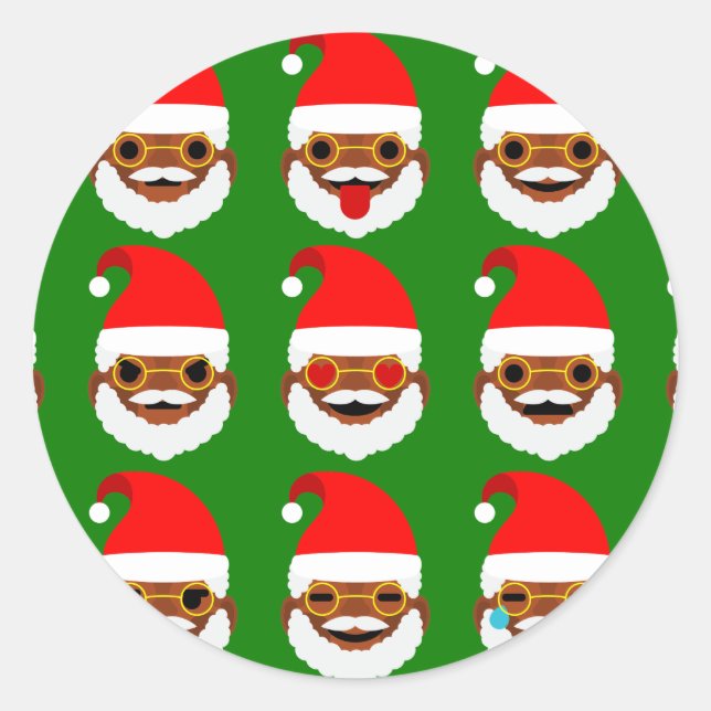 Afrikanischer Santa Emoji Emoticons Runder Aufkleber (Vorderseite)