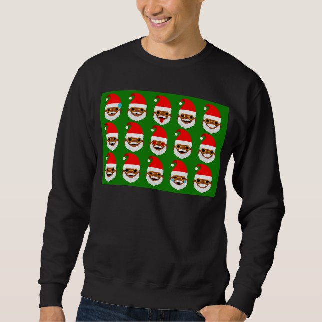 Afrikanischer Santa Emoji Emoticons Sweatshirt (Vorderseite)