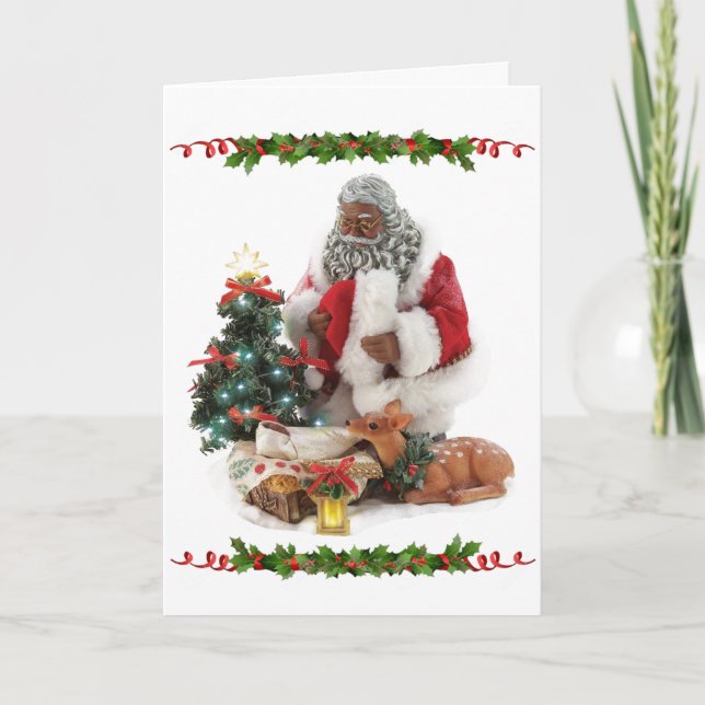 Afrikanischer Santa mit dem Baby Jesus Weihnachten Karte (Vorderseite)