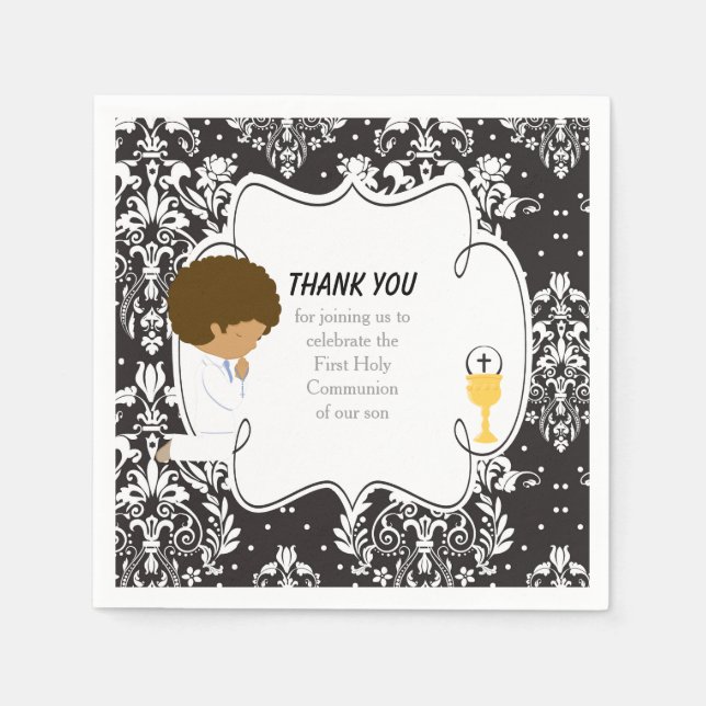 Afrikanischer Schwarzdamast der ersten Kommune Serviette (Vorderseite)