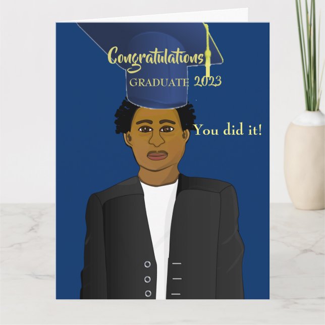 Afrikanischer Schwarzer Mann Grad Graduiertenkarte Karte (Vorderseite)