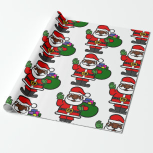 afrikanischer schwarzer Santa-Claus xmas Geschenkpapier