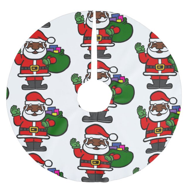 afrikanischer schwarzer Santa-Claus xmas Polyester Weihnachtsbaumdecke (Vorderseite)