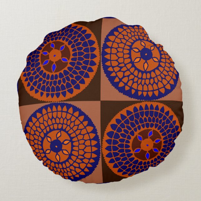 Afrikanischer Sonnenblumenkorb Rundes Kissen (Rückseite)