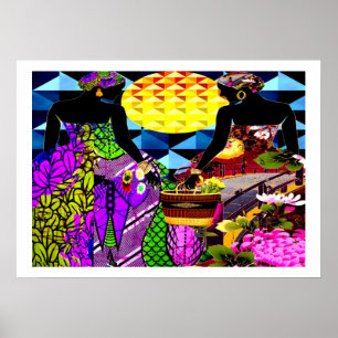 Afrikanischer Sonnenuntergang im Garten der Blume Poster