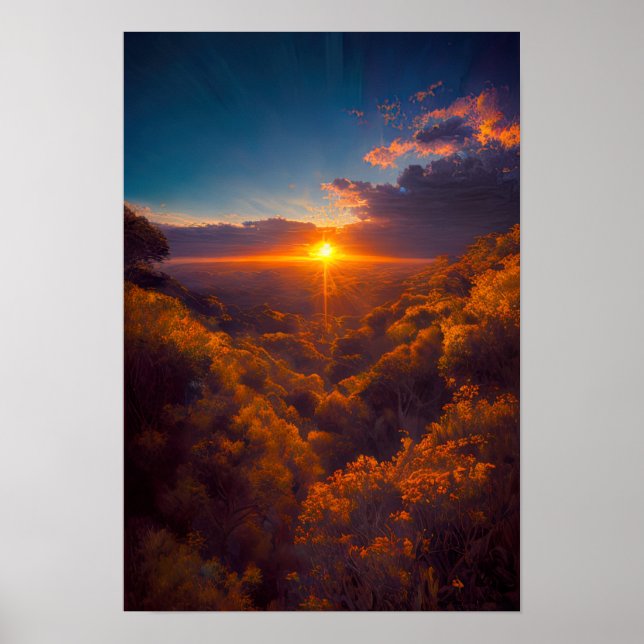 Afrikanischer Sonnenuntergang im goldenen Splendor Poster (Vorne)