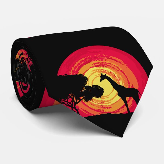Afrikanischer Sonnenuntergang Krawatte (Gerollt)