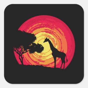Afrikanischer Sonnenuntergang Quadratischer Aufkleber