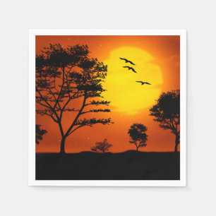 Afrikanischer Sonnenuntergang Serviette