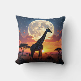 Afrikanischer Sonnenuntergangs-Mond-Giraffe & Afri Kissen