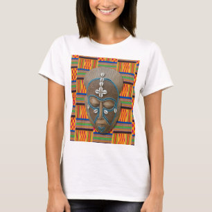 Afrikanischer Stammesmasker Kente Tuch T - Shirt