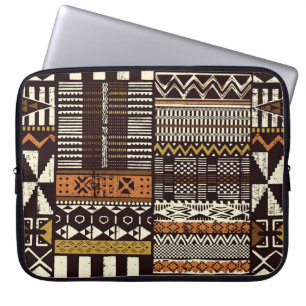 Afrikanischer Stammesstoff, abstrakt vintage. Laptopschutzhülle