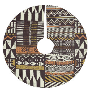 Afrikanischer Stammesstoff, abstrakt vintage. Polyester Weihnachtsbaumdecke