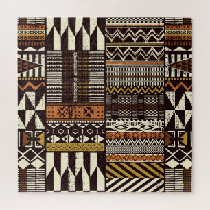 Afrikanischer Stammesstoff, abstrakt vintage. Puzzle